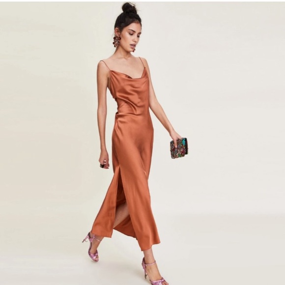 Rare LPA Bias Cut Silk Dress 73 in Bronze - Picture 5 of 10